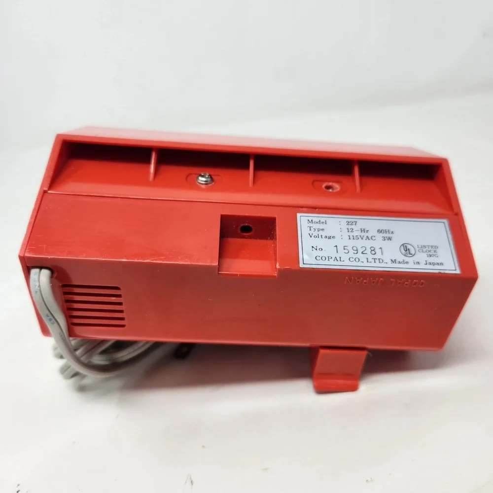 Vintage Copal 227 Red Flip Clock Alarm Japan Mid Century Modern READ